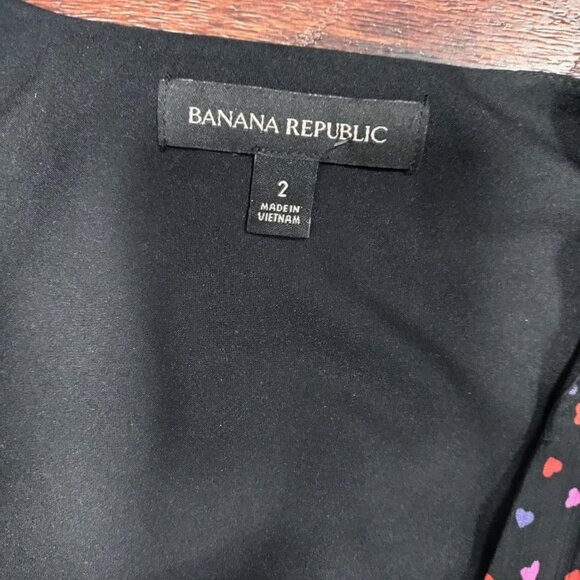 Banana Republic Wedding Guest Heart Twee Y2K Valentine Mini Wrap Dress Black 2 - Picture 6 of 12